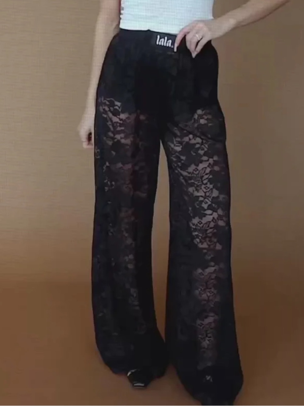 Dressed in Lala Wide-Leg Lace Love Hangover Wide Leg Lace Pants, S
